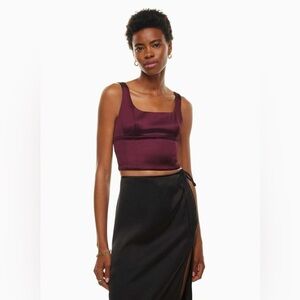 Wilfred Shine Satin Bustier Size XS Rich Brown